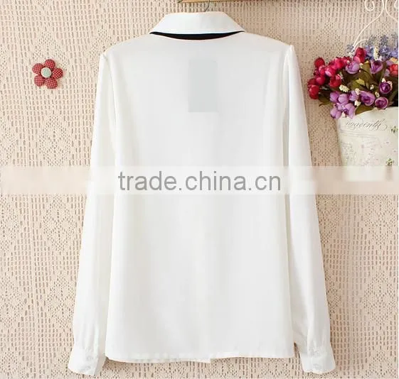 Ladies New Design Fashion White Chiffon Shirt ; Blouse ; photo-2