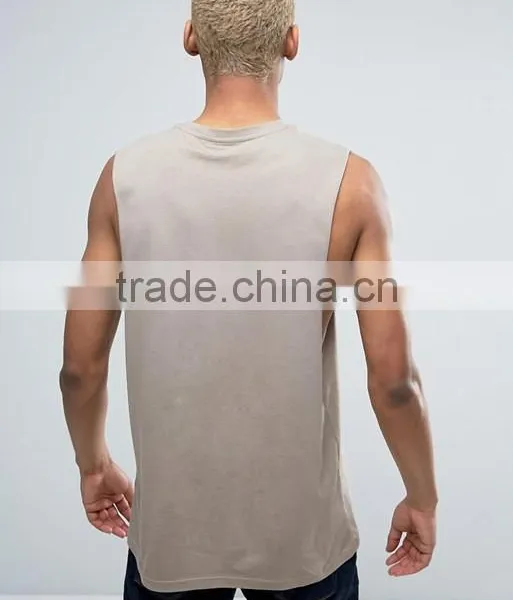 2017 High Quality New Design Summer Custom Brown Color Gym Wear Comfortable Cotton Polyester Fashion Men's Sport Tank Vest photo-2