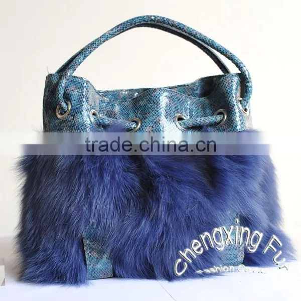 CX-H-27C 2016 Latest Fashionable Desgin Genuine Fox Fur Ladies Hand Bag photo-3