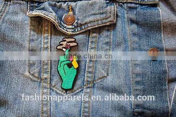 Custom High Quality Smoking Embroidered Patch for Clothes Embroidery Patch Made in China Choose Size/color photo-4