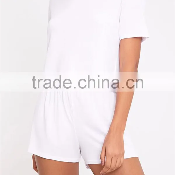 Basic White Women PJ Set Plain Cotton Short Pajamas Summer Pyjama Wholesale photo-6