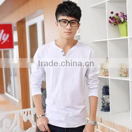 Customized Men Long Sleeve V-neck T-shirt for Wholesale photo-2