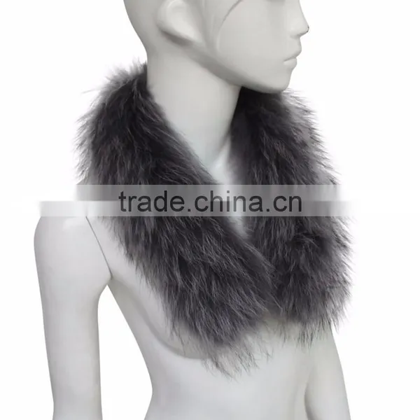 Myfur Factory Wholesale Detachable Fur Collars / Real Raccoon Fur Trim for Hood photo-5