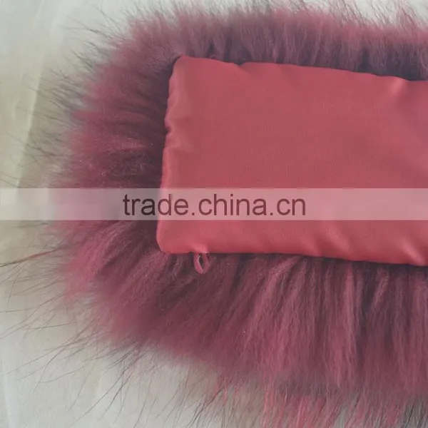 Myfur Customized Size and Color Wine Raccoon Fur Made Parka Hooded Collar photo-6