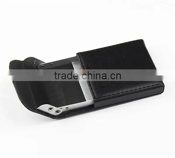 Leather Business Credit Card Holder Case Black Upright Leather Name Credit Business Card Case Holder photo-2