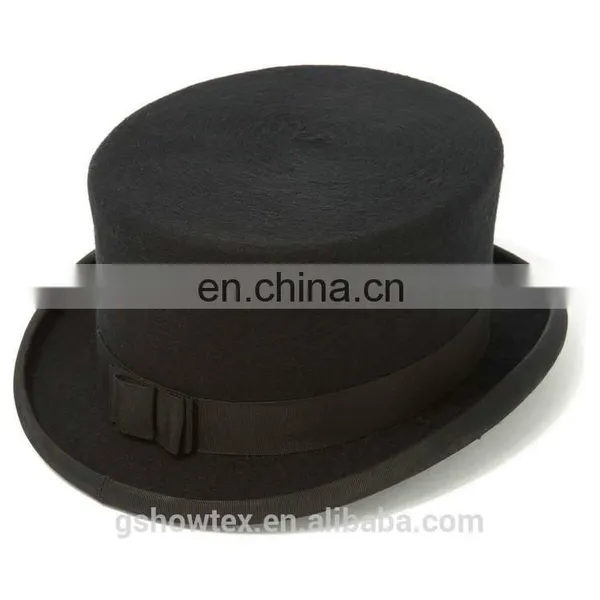 Wool Felt Unisex Boater Panama Hat Flat Top Classic Black