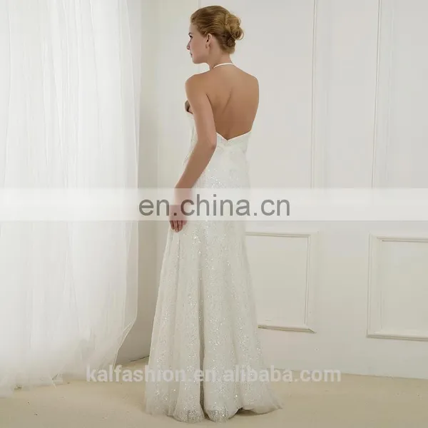 EB2702 Sexy Deep V-neck Sequin Elegant Wedding Dress photo-2