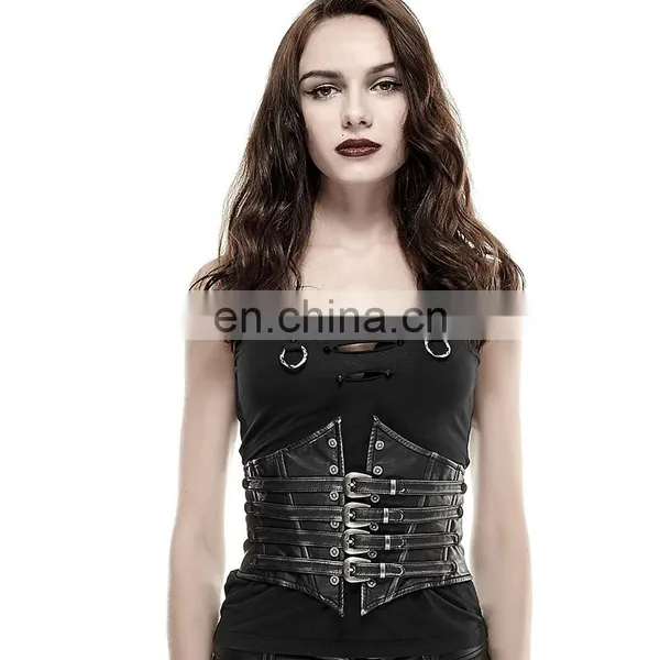 Gothic Style Underbust Black Softbone Synthetic Leather Corsage Punk Rave Y-659 photo-2