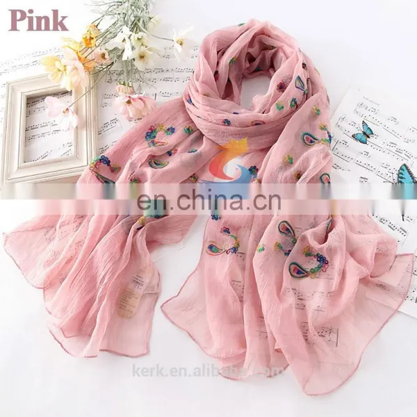 Fashion Embroidered Shawls Flower Muslim Hijab Scarf Female Artesanato Embroidery Wrap photo-5