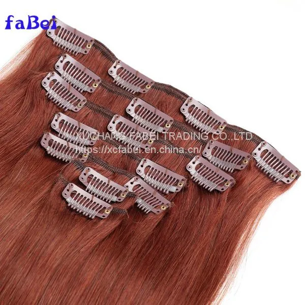 Top Quality 120g / 160g / 220g / 260g Cheap 100% Human Hair Double Drawn Clip in Hair Extension photo-3