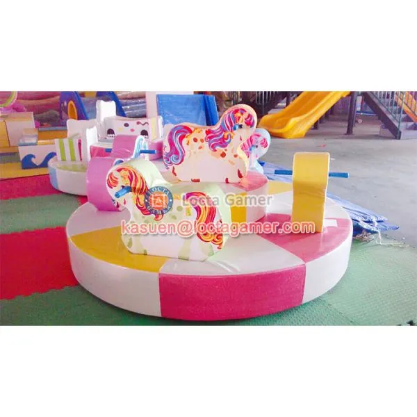 Zhongshan Amusement Park Equipment Indoor Kidsland Carousel Rotating Animal Play Center Soft Playground Merry go Round photo-3