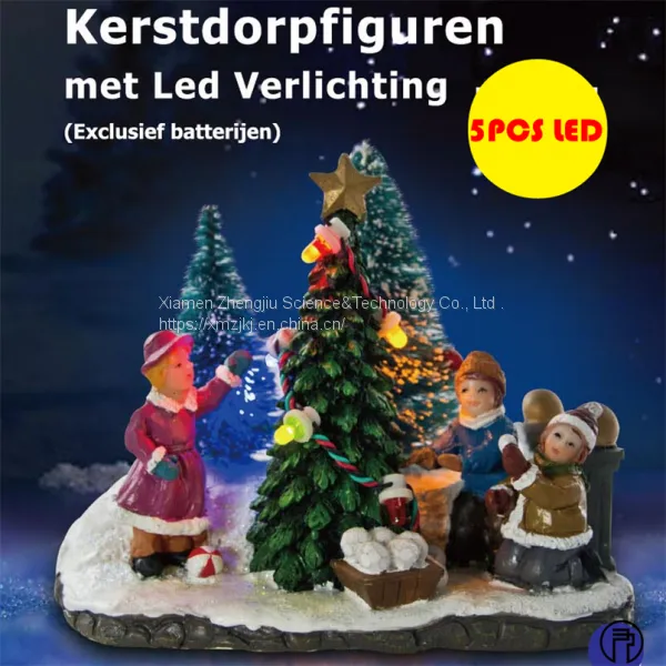4'' B/O LED Snowman With Tree Scene,x'mas Tree Scene,choir Scene Play Snowman Polyresin Christmas House Decoration photo-3