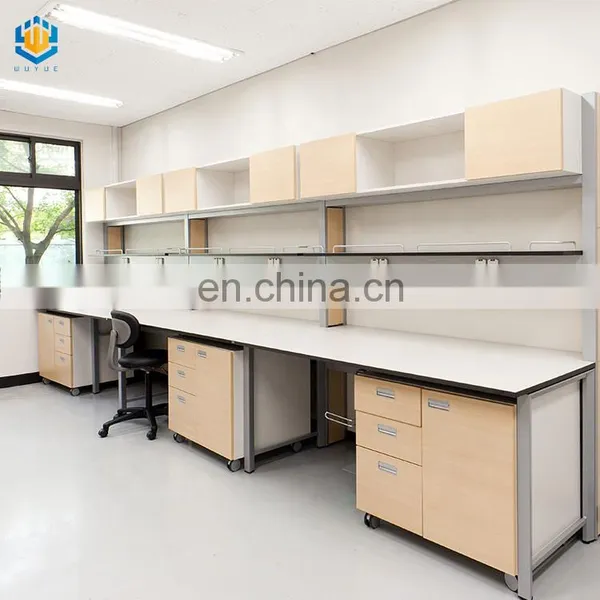 Chemistry Laboratory Table Metal Work Table Work Bench With Hanging Cabinets photo-6