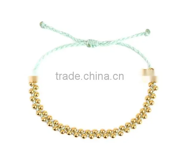 Girls Gift Pink Wax Cord Braided Metal Bracelet for Friend 2015 New photo-5