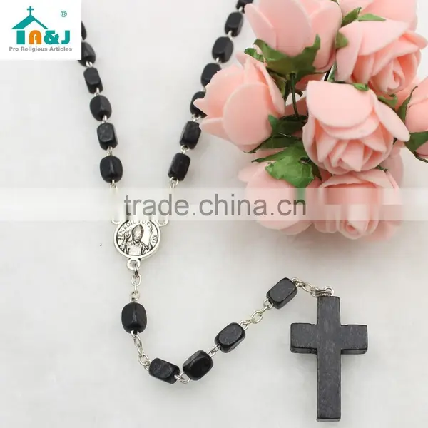 Rosary Wood Prayer Beads Rosary - CATHOLIC Rosary Crucifix Necklace photo-4