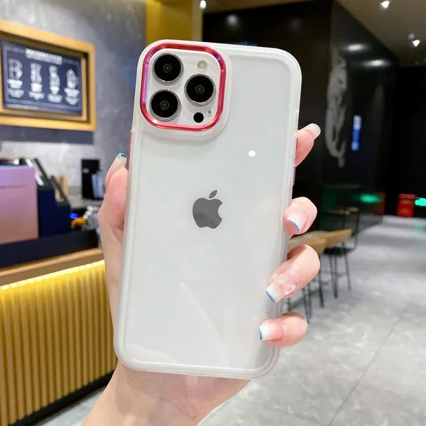 Simple Solid Color For IPhone 13/14 Pro Acrylic Cellphone Accessories Phone Cases 11Pro Max Electroplated Lens Frame 12/XS Case photo-5