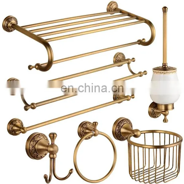 European Antique Bathroom Accessories Solid Copper Retro Bathroom Hardware Set For Bathroom Decoration