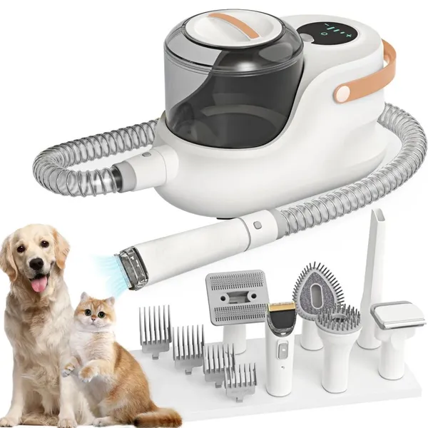 Vacuum For Pet Hair Manufacturers, Cat Dog Vacuum Brush for Shedding Grooming, Dog Hair Vacuum Groomer Suction 99% Pet Hair, Dog Grooming Kit with 6 Pet Hair Remover Tools for Shedding Dogs Cats Pet Hair at Home,Gray