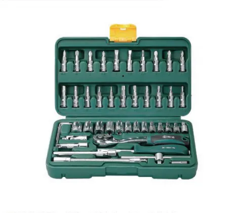 46pcs Cr-V Steel Socket Wrench Set A, 72-Tooth Ratchet Handle Socket & Bit Tool Kit with Plastic Case