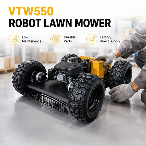 VTW550-90 Ferngesteuerter Radmäher mit 4WD-Traktion und schlauchlosen Reifen für Manövrierfähigkeit in Obstgärten und Golfplätzen