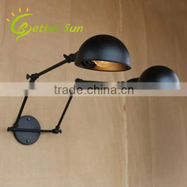Double-headed Adjustable Swing Arm Black Iron Interior LED Wall Light photo-2