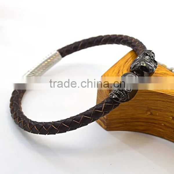 Skull Costume Jewellry Wholesale Leather Bracelet photo-4