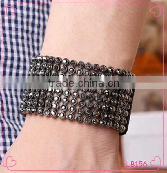 Europe and American Newest Jewelry Bracelet Mens Beads With Leather Bracelet Wholesale