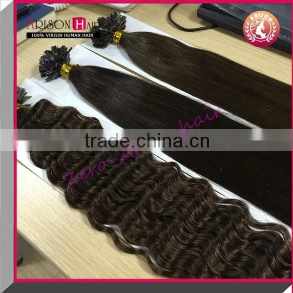 100% Indian Cheap Virgin Remy Human Keratin Hair Extension Pr-bonded Flat Tip Keratin Tipped Human Hair Extension photo-6