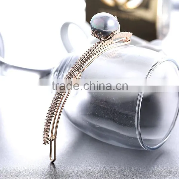 Brand Design Elegant Charm Pearl&crystal Headdress Accessory Headwear Wedding Jewelry Hairwear Woman Girl 18K Gold Hair Clips photo-2