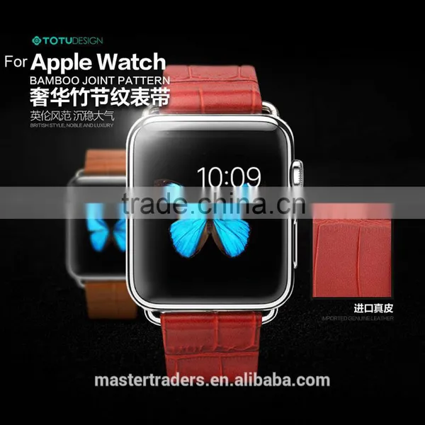 Original TOTU Bamboo Joint Pattern Genuine Leather Watch Band Wrist Strap For 42MM Apple Watch MT-3785 photo-3