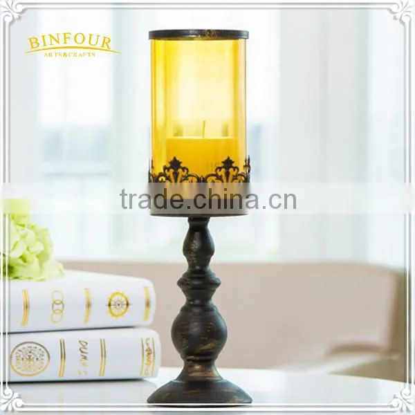 Morocco Bronze Candlestick Vintage Wrought Iron Glass Home Deco photo-4
