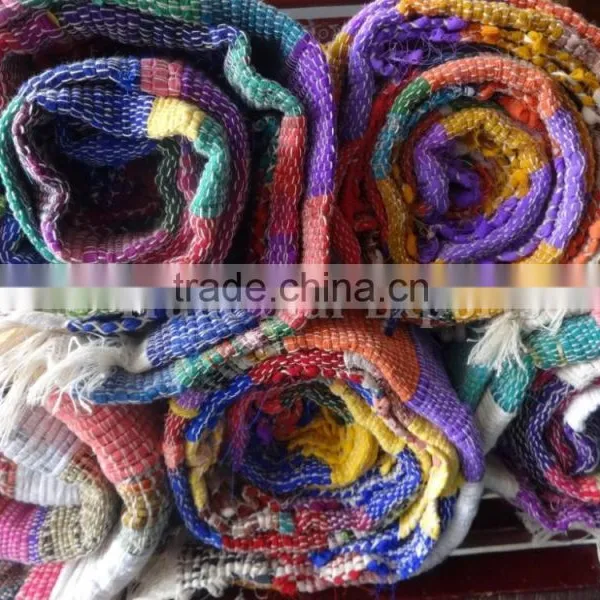 Handmade Cotton Rugs Reversible Area Rug Hand Loomed Rug Reversible Bohemian Throw photo-3