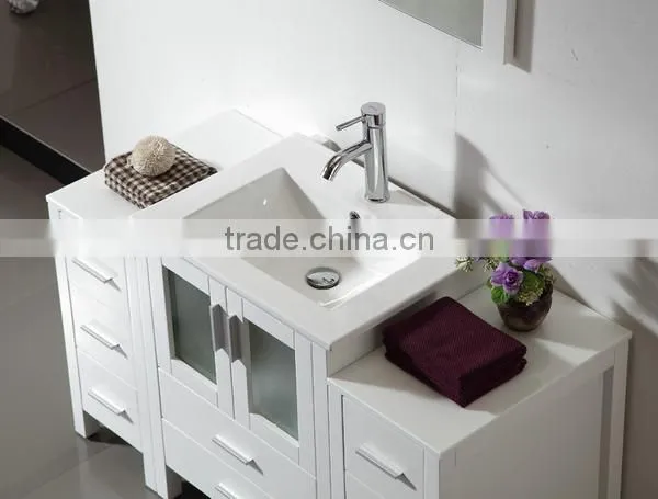Water Proof Solid Wood Hand Wash Basin White Vanity Bathroom Furniture Wooden Cabinet No.3200C photo-3
