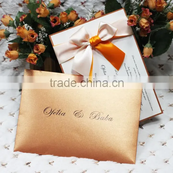 2016 Newmengxing Black, Red, Gold Wedding Invitations With Ribbon Bow photo-6
