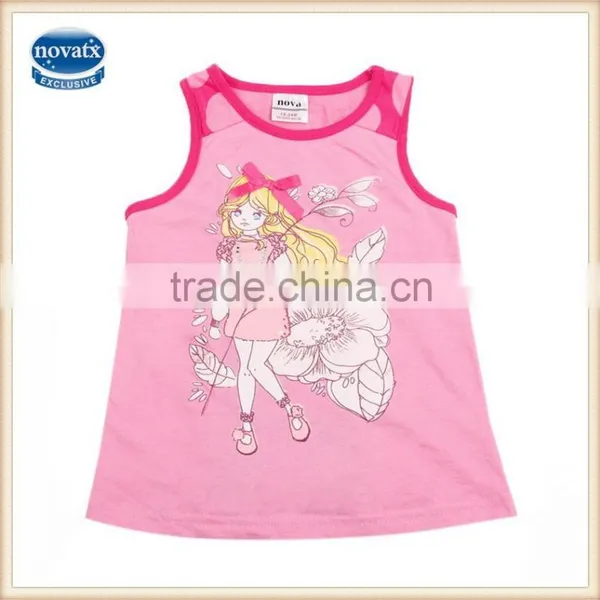 (N3823p) Pink 2-6Y Wholesale Nova Kids Vest Fashion Design Cotton Children Girls Print Vest