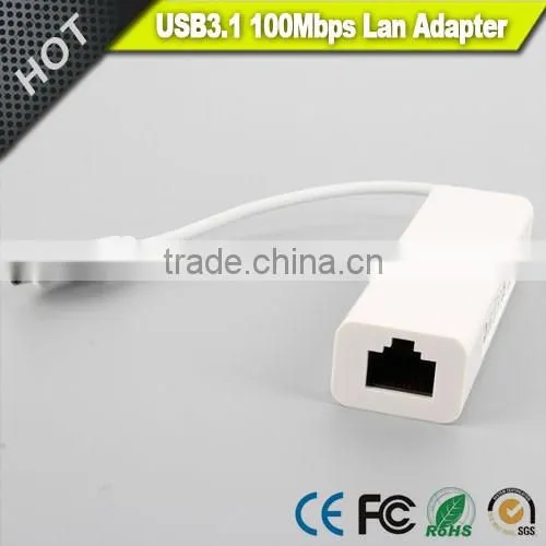 AX88172A USB3.1 100Mbps Ethernet Adapter in White
