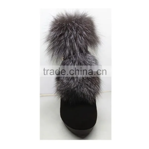 Fashion Women Rabbit Fur Furry Snow Boots photo-3
