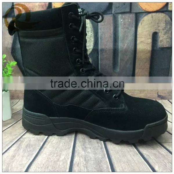 Black Leather Rubber Outsole Army Military Combat Boots for Man photo-2