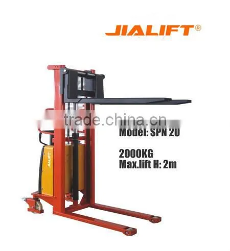 Semi-electric Hydraulic Stacker-- Semi-power Forklift Stacker-- Electrical Lifting and Muanl Push--Heavy Duty Stacker SPN20
