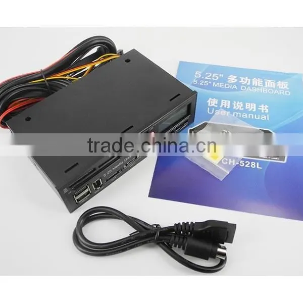 5.25inch USB 2.0 Media Dashboard Multi-Functional Panel for USB MMC SD SATA Card Reader 525A photo-2