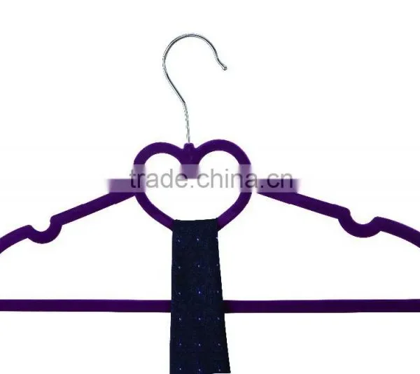 Non Slip Purple Velvet Heart Coat Clothes Garment Hangers