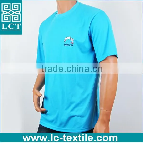 Hot China Products Blue Color Embroidered Cotton Plain Tshirt photo-2