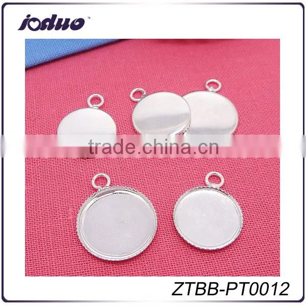 Wholesale Silver Plated 12/14mm Cabochon Setting Teeth Edge Bezels Pendant Base Blanks For Jewelry Making ZTBB-PT0012
