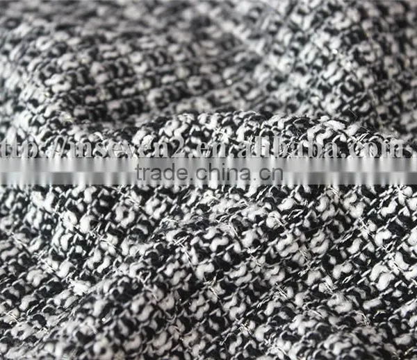 Wholesale Black/white Trendy Tweed Fabric, Fancy Thick Black White Plaid Fabric for Scarf photo-2
