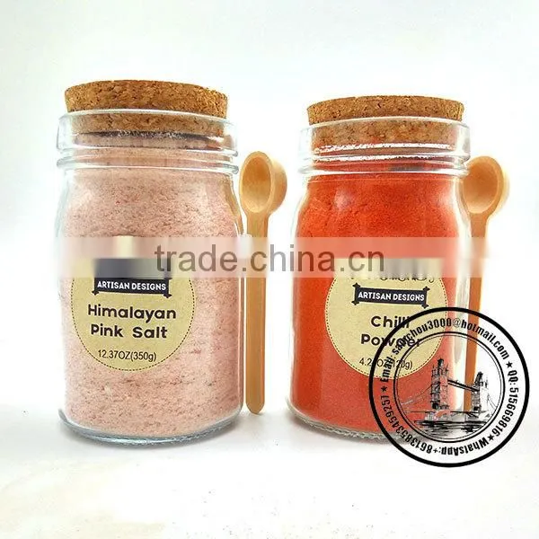 250ML 8.5OZ Glass Jar With Long Woodern Spoon For Salt Spices Seasoning Mixes photo-6