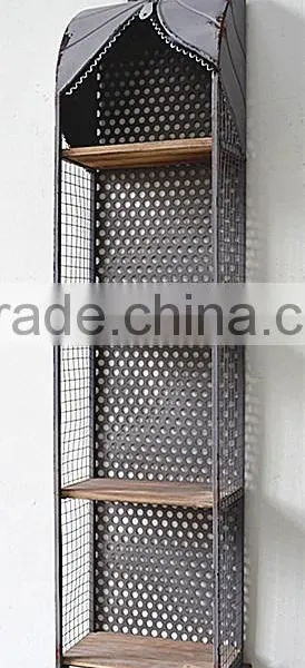 Decorative Metal Storage Holder With Wooden Board for Wall Decoration photo-3