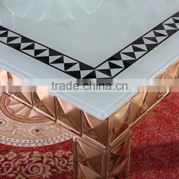 Stainless Steel Frame Adjustable Event Glass Dining Table photo-5