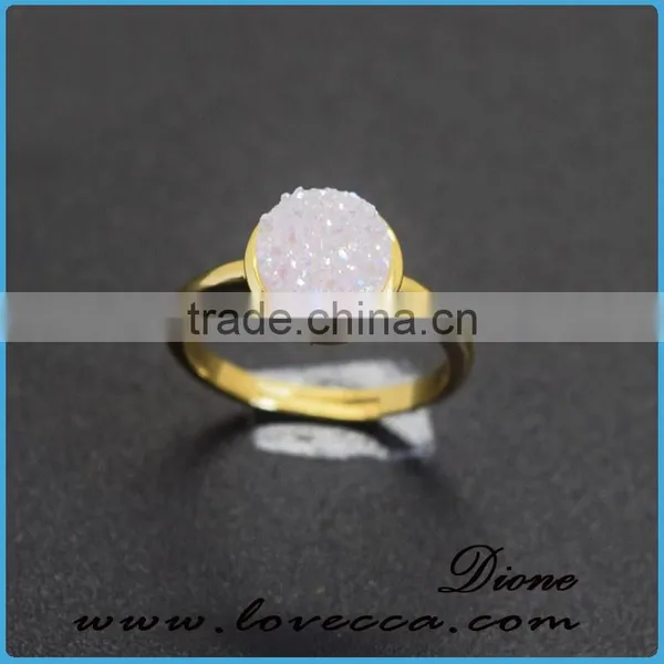 Natural Druzy Gemstone Cluster 925 Sterling Handmade Silver 8mm Ring photo-6