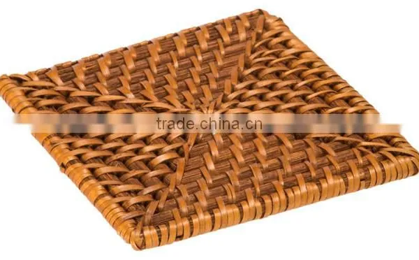 Square Rattan Coasters With Holder / Rattan Coasters Rattan Platemat photo-6