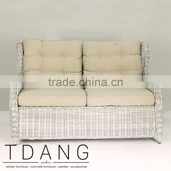 Driago Wicker Sofa- Outdoor Rattan Bench- Grey Wicker Bench photo-2
